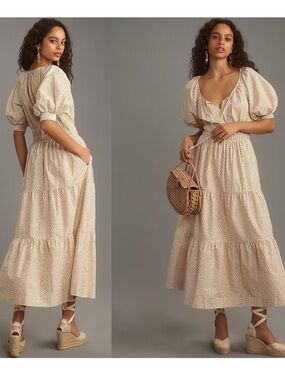 Anthropologie Somerset Puff-Sleeve Tiered Maxi Dress XS